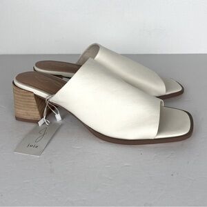Joie Olympia Heeled Mules Sandals Size 7.5 M Cream Block Heels Open Toe